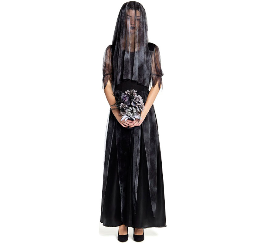 Gothic Bride Costume with Veil for Women