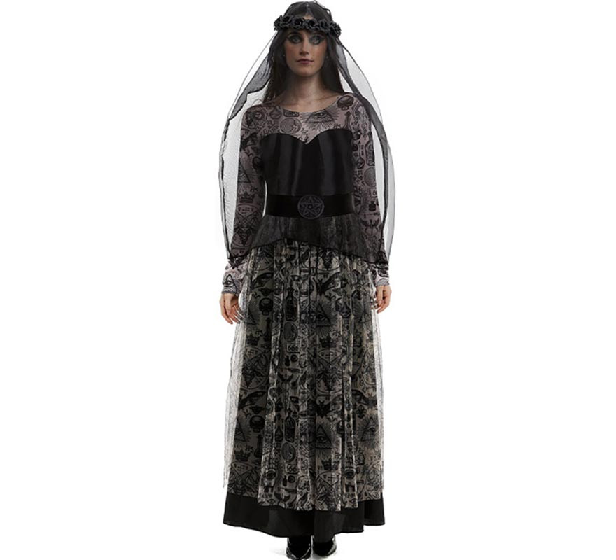 Dark Bride Costume with Veil for Women