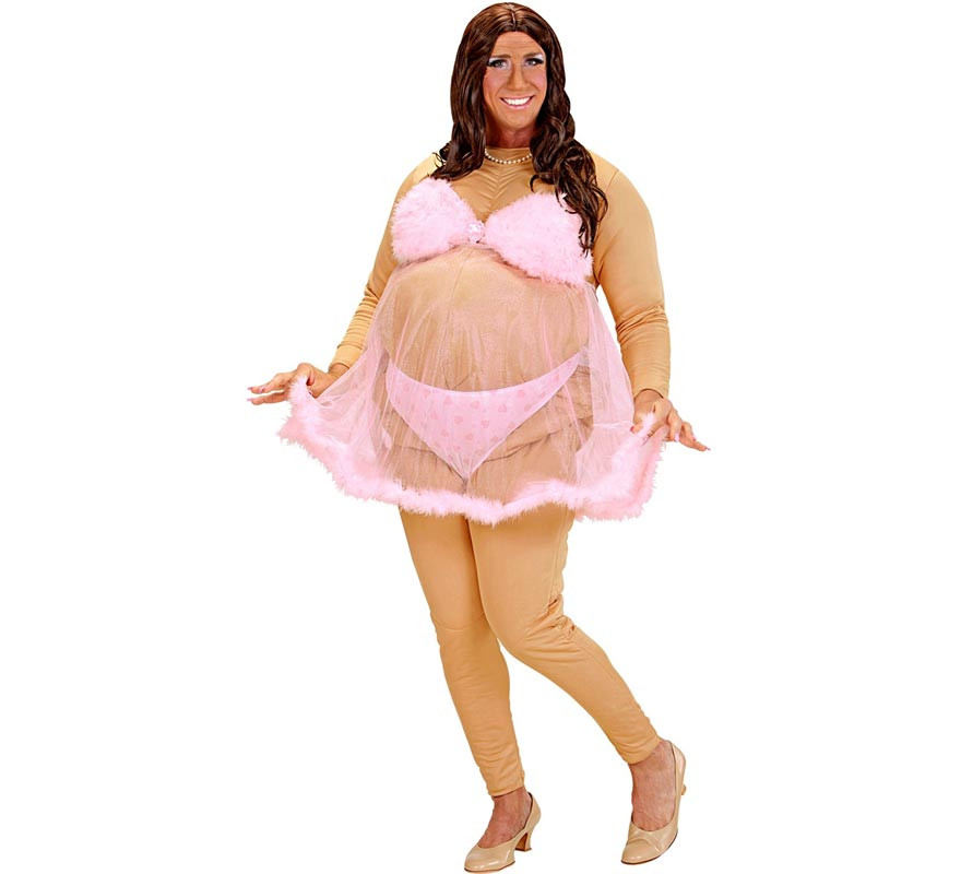 Pink Fat Nudist Costume for Adults