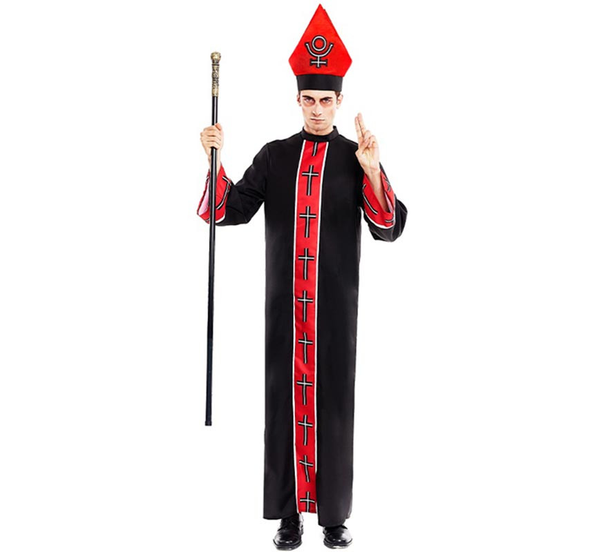 Satanic Bishop Costume with Black and Red Stole for Men