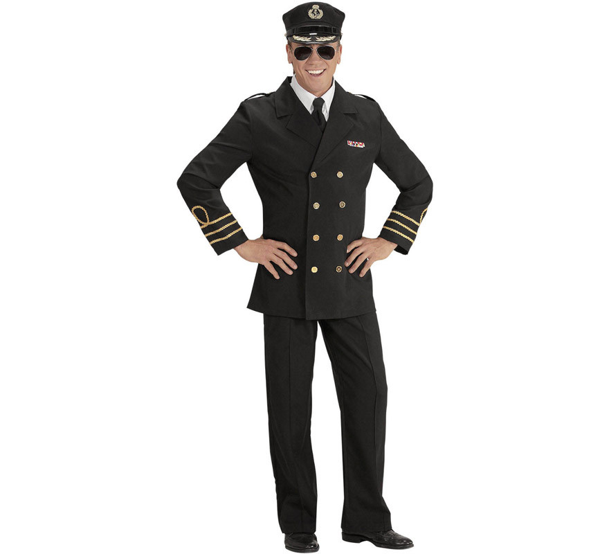 frutas Inútil Noche Disfraz de Oficial de la Marina en Negro para hombre