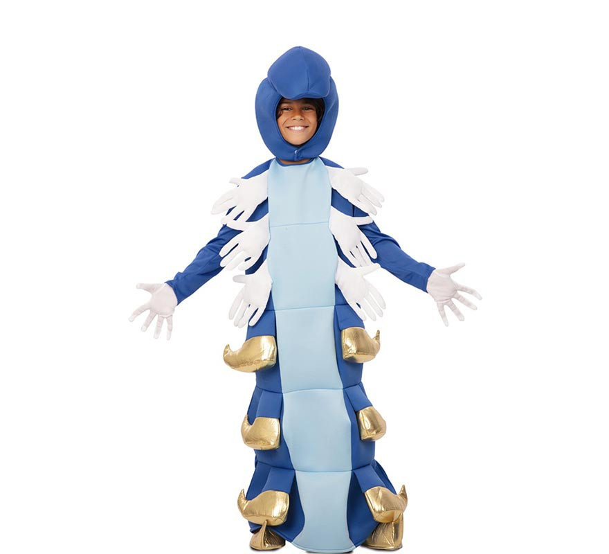 Blue and Gold Caterpillar Hooded Costume for Kids