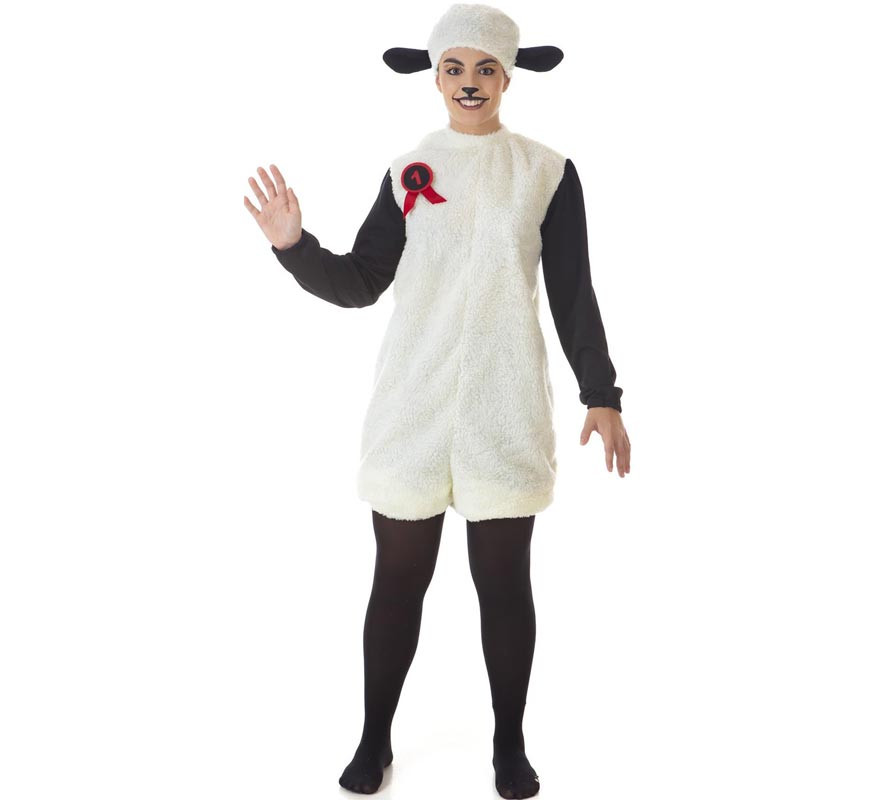 White Sheep Costume with Hood for Adults