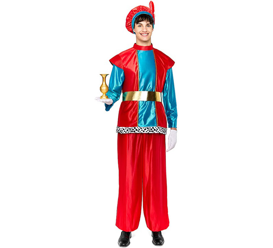 Disfraz de Paje Real rojo para hombre