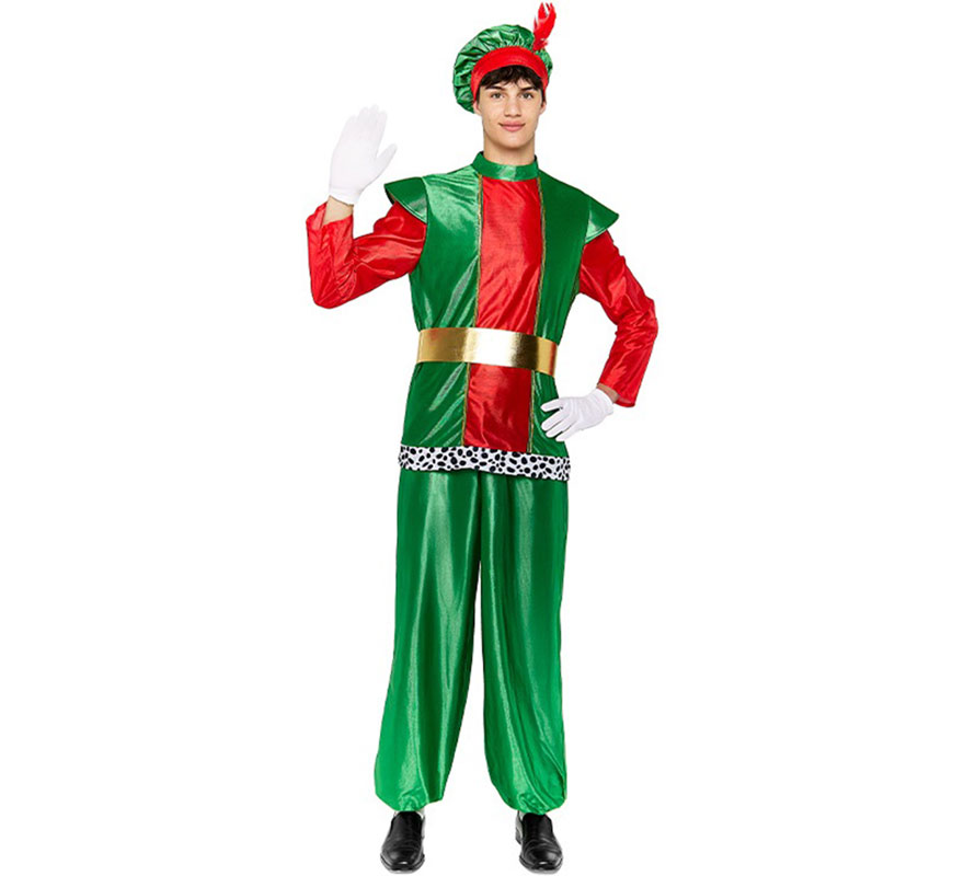 Disfraz de Paje Real verde para hombre