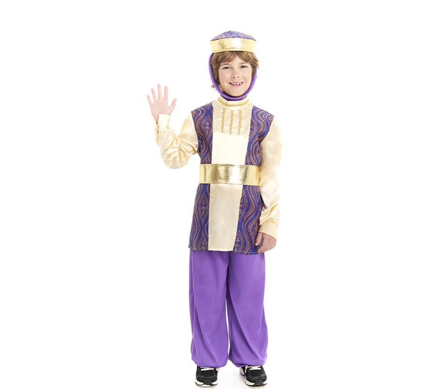 Purple King Balthazar Page Costume with Hat for Boys