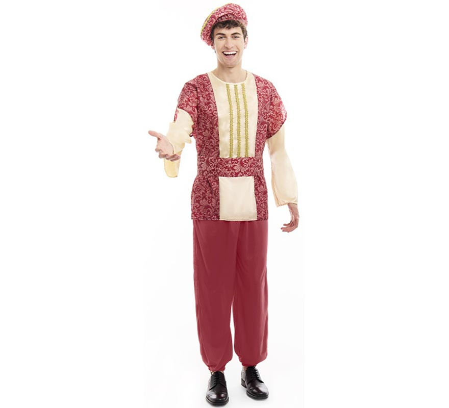 Red King Gaspar Page Costume with Hat for Men