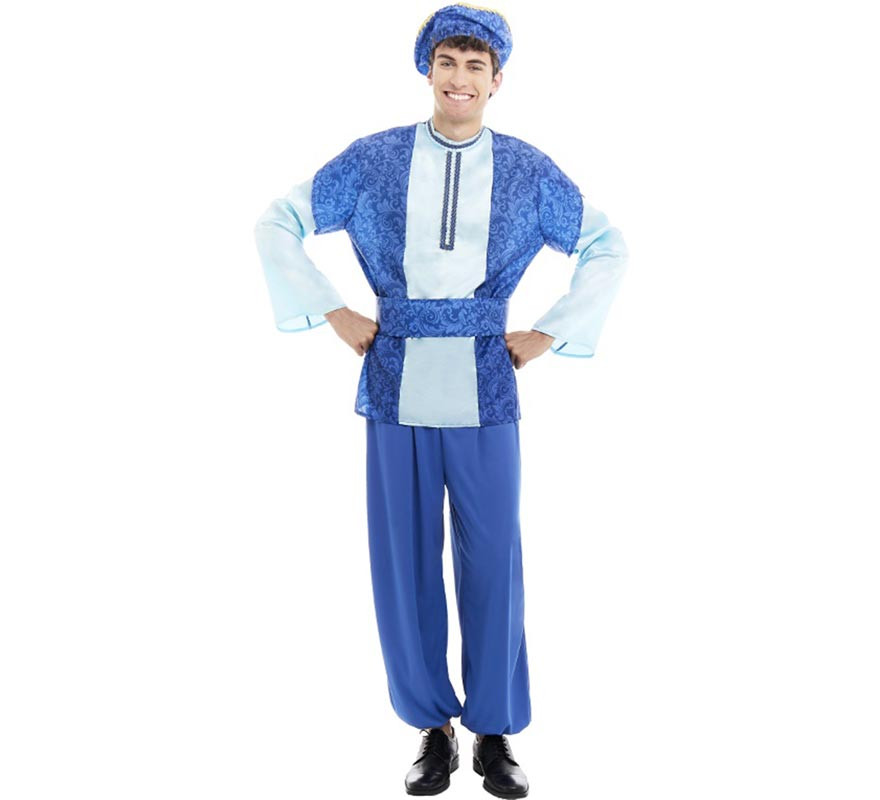 Blue King Melchior Page Costume with Hat for Men