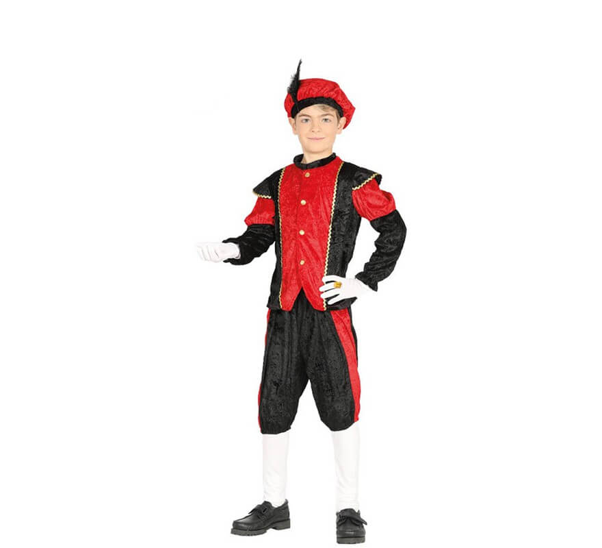 Red and Black Page Boy Costume for Boys