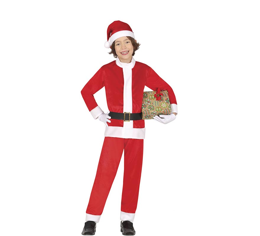 Red and white Santa Claus costume with hat for children