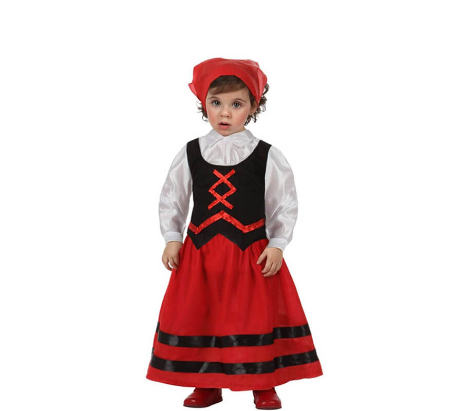 Disfraz de Pastora rojo y negro para bebés