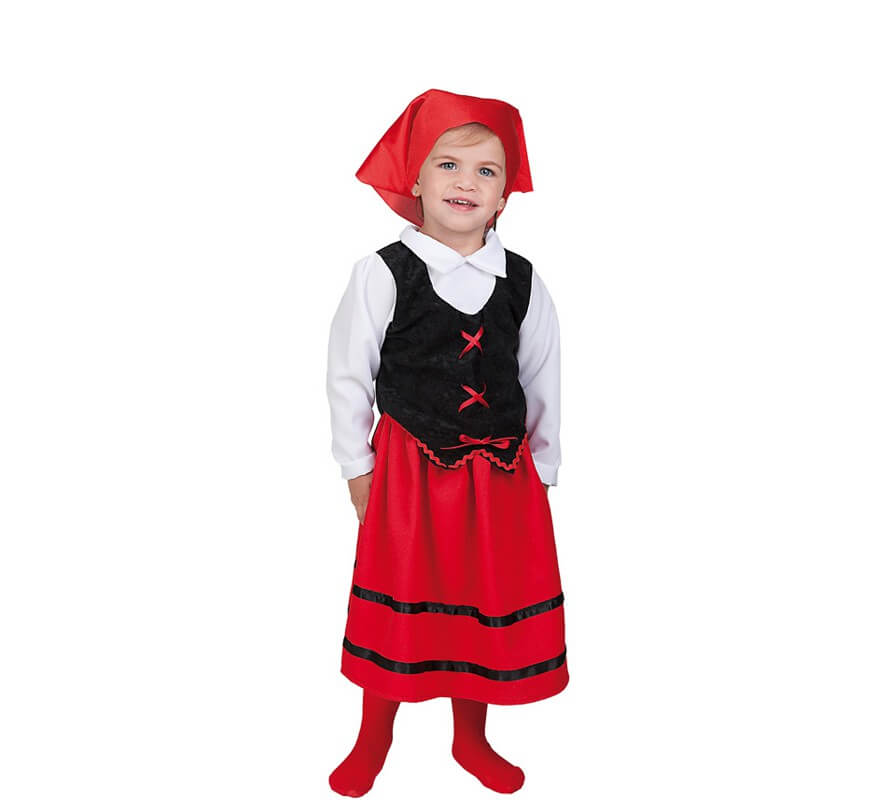 Disfraz de Pastorcilla roja y negra para bebé