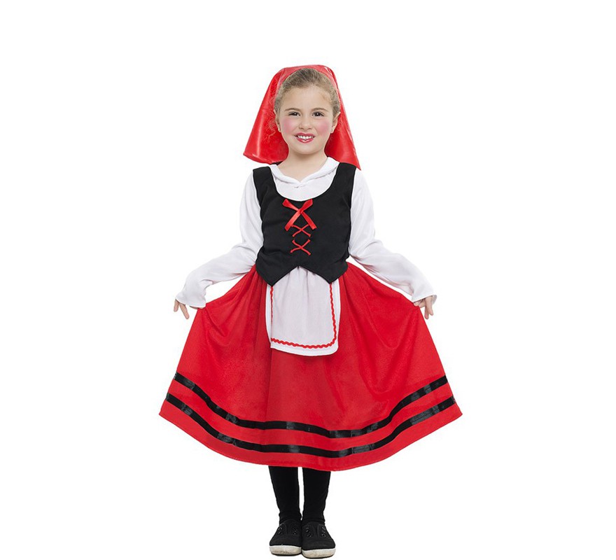 Disfraz de Pastorcita con falda roja para niña