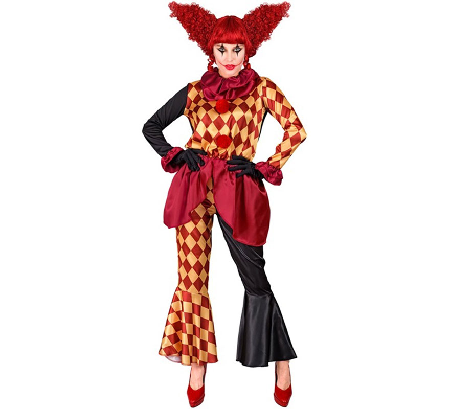 Women's Checkered Macabre Clown Costume