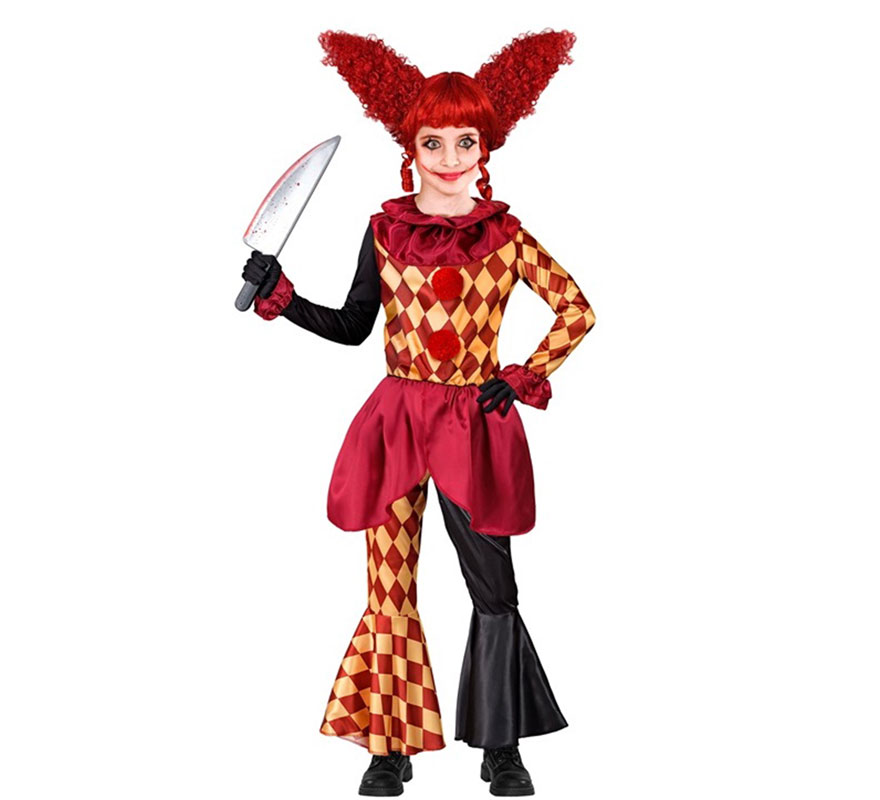 Checkered Macabre Clown Costume for Girls
