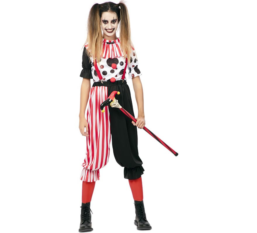 Women's Tricolor Evil Clown Costume with Collar