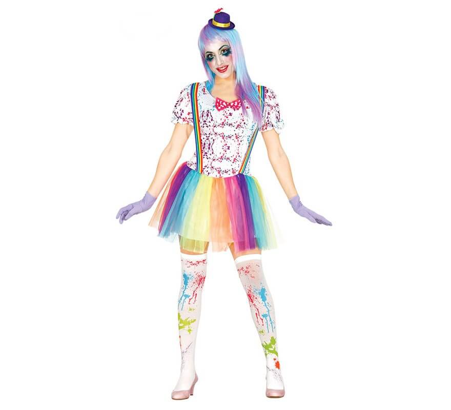 Disfraz de Payasa Multicolor con Tutú para mujer