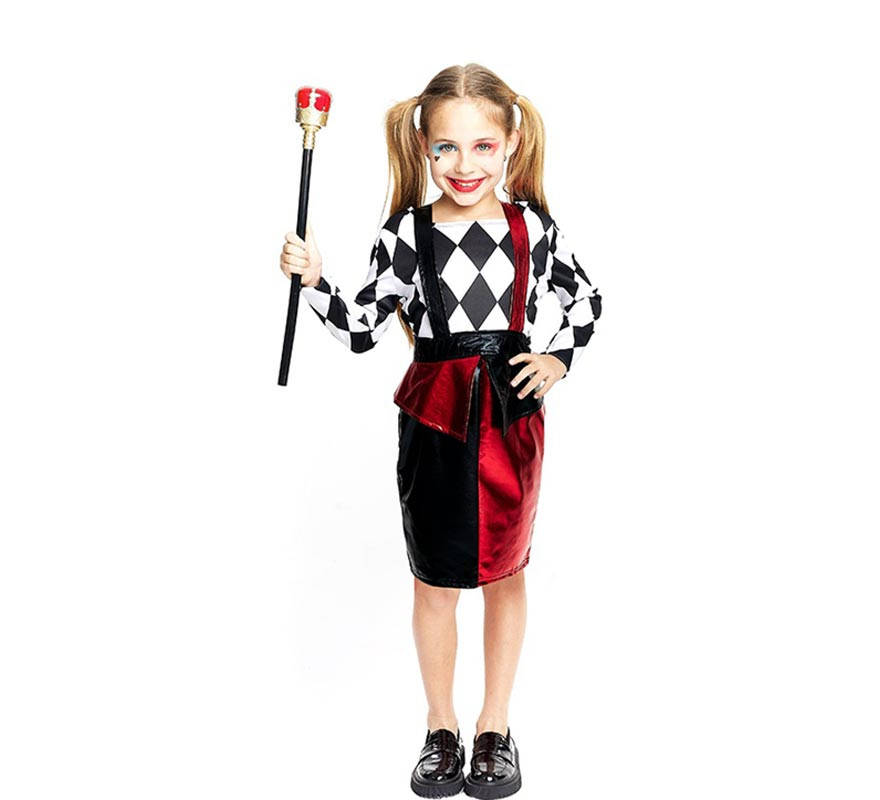 Black and red rhombus clown costume for girls and teenagers