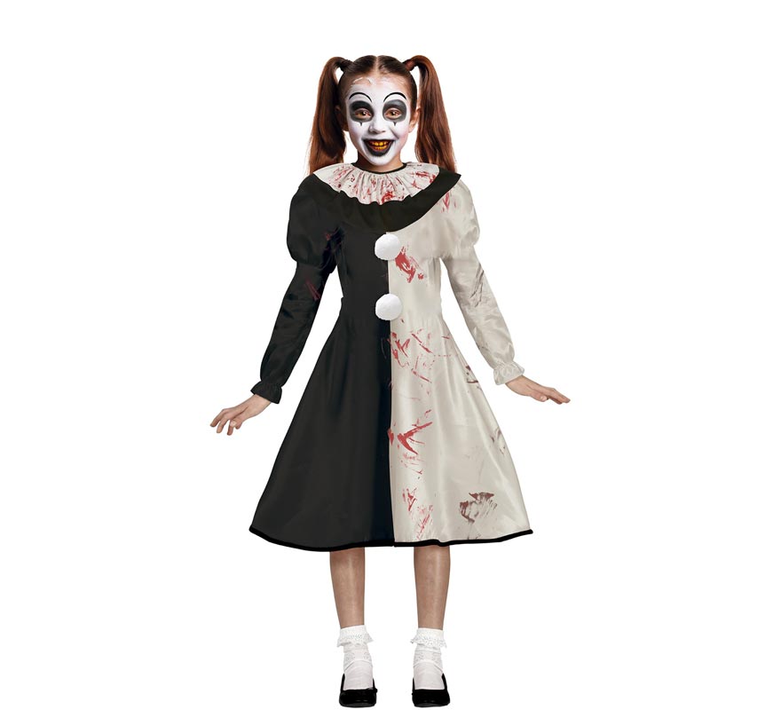 Black and white scary clown costume for girls