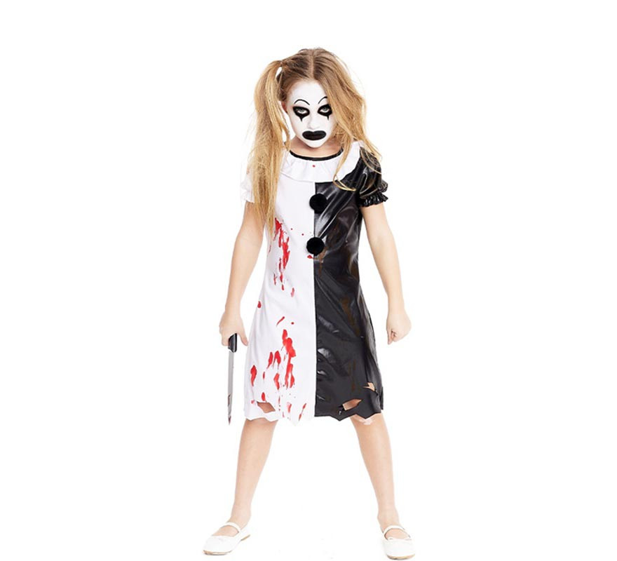 Black and white scary clown costume for girls and teenagers