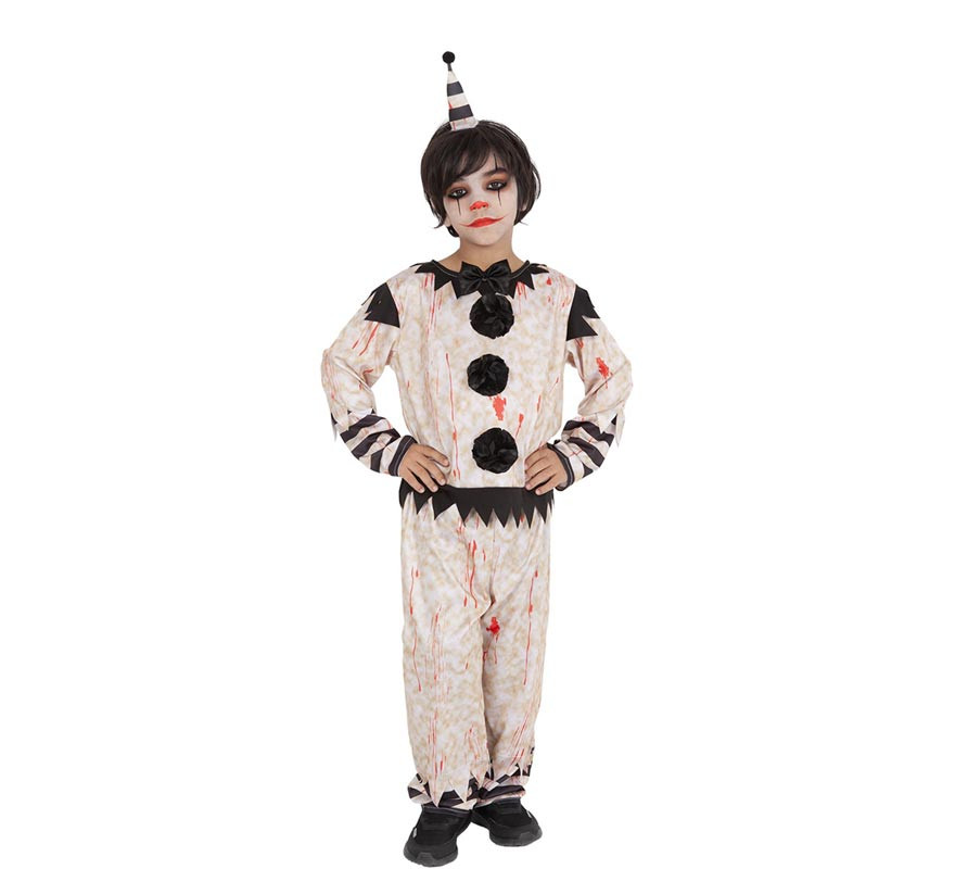 Black and white killer clown costume for kids