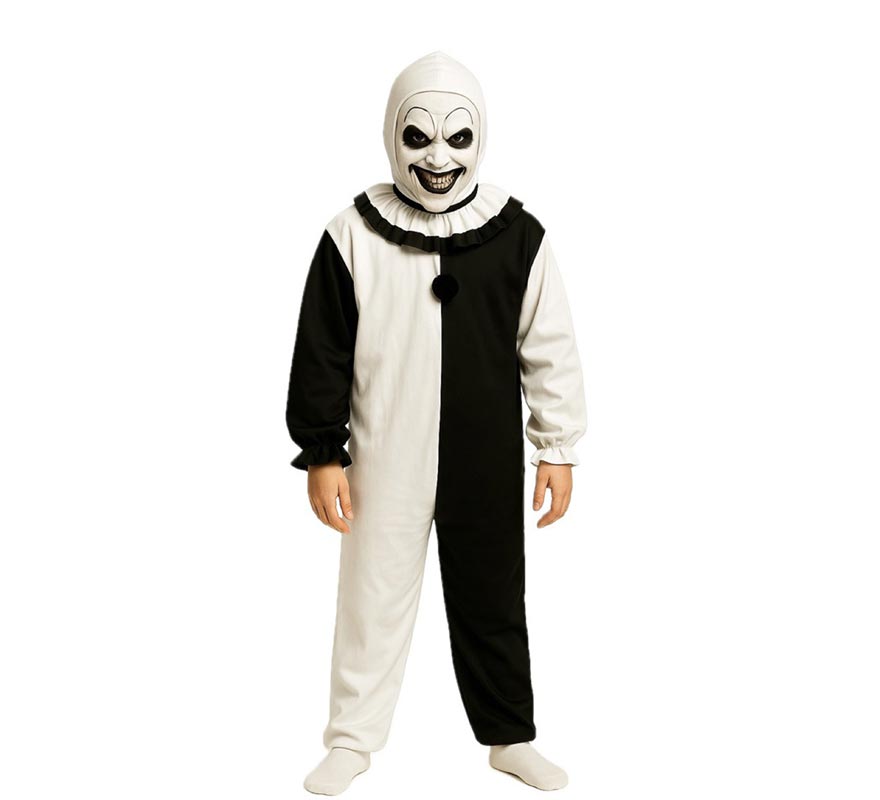 Disfraz de Payaso Asesino blanco y negro para niño
