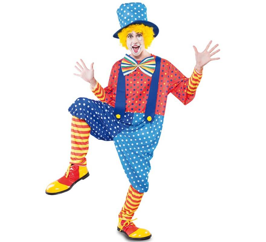Fato de palhaço com bolinhas para homem