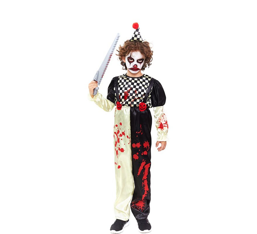 Black and white checkered Horror Clown costume for children