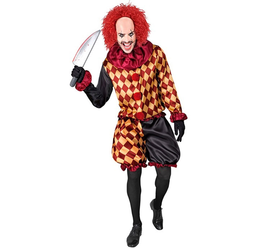 Men's Checkered Ghoul Clown Costume