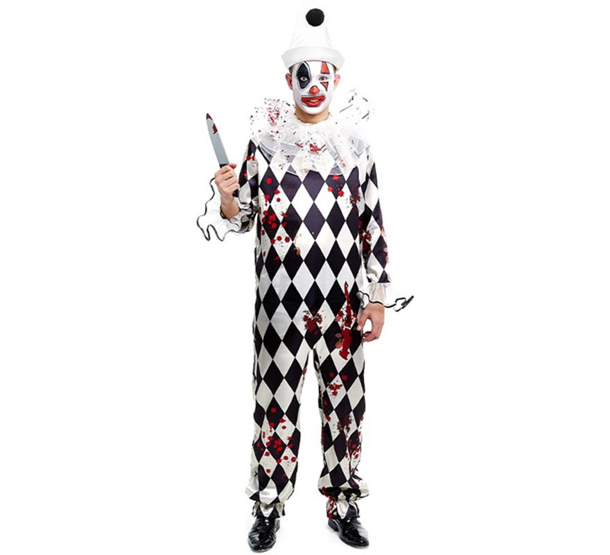 Men's Killer Pierrot Clown Costume with Hat