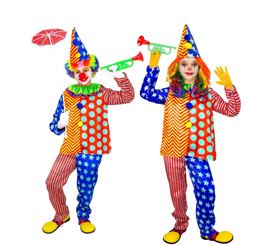 Déguisement de clown à rayures et à pois pour enfants et adolescents