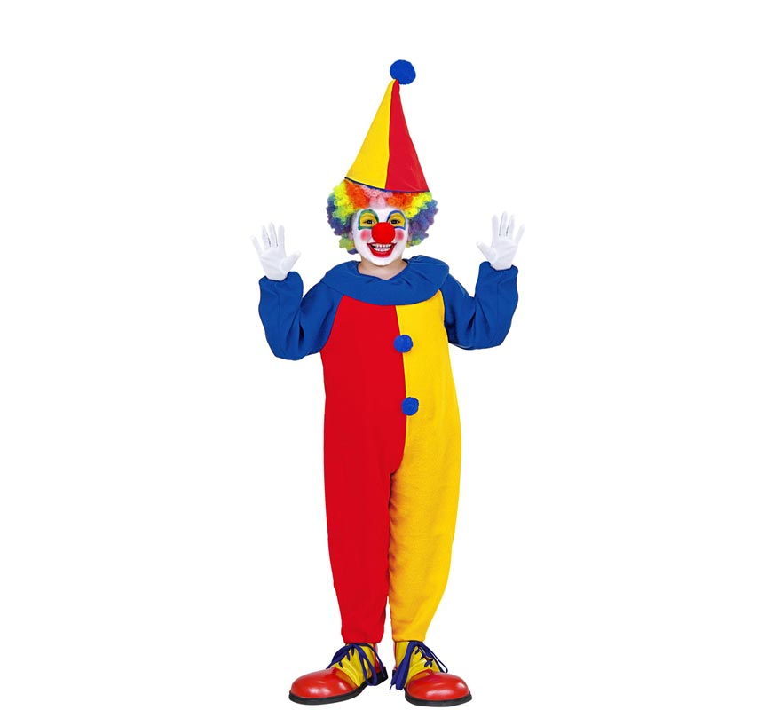 Costume da clown rosso e giallo per bambino