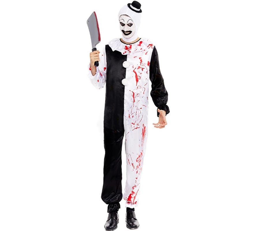 Black and white scary clown costume for men