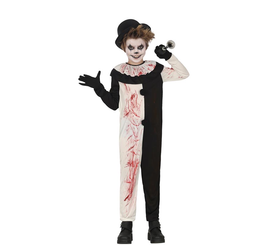 Black and white scary clown costume for children