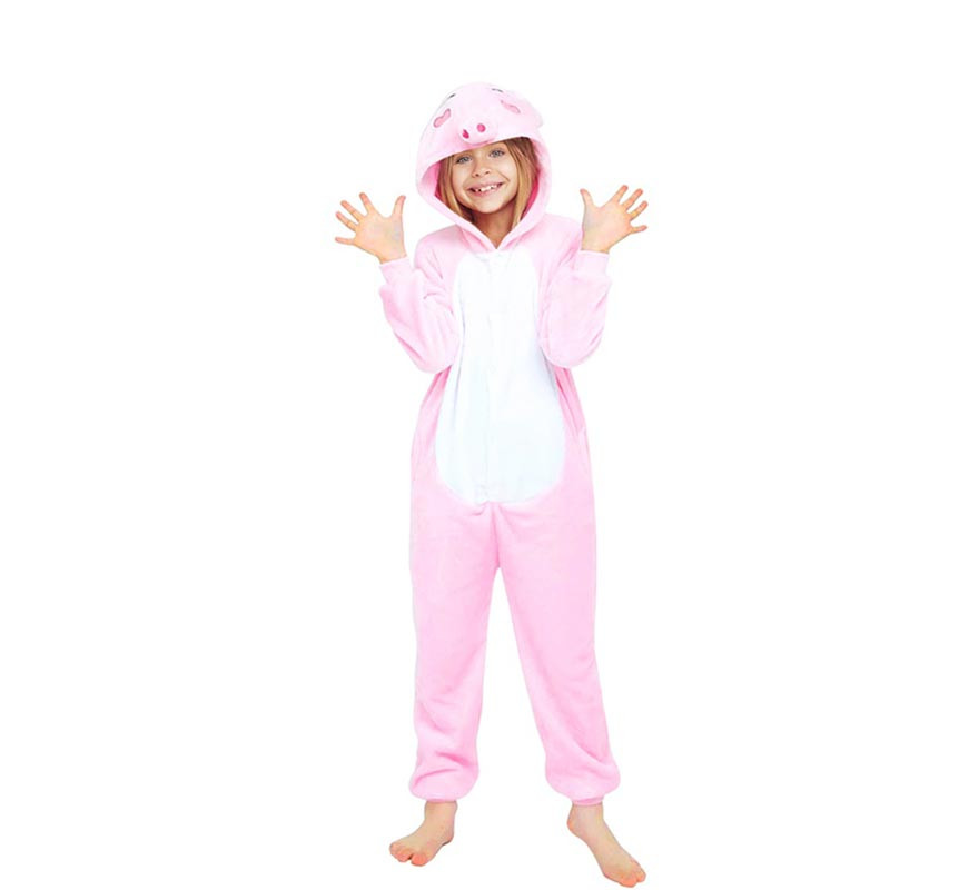 Déguisement pyjama cochon rose à capuche fille