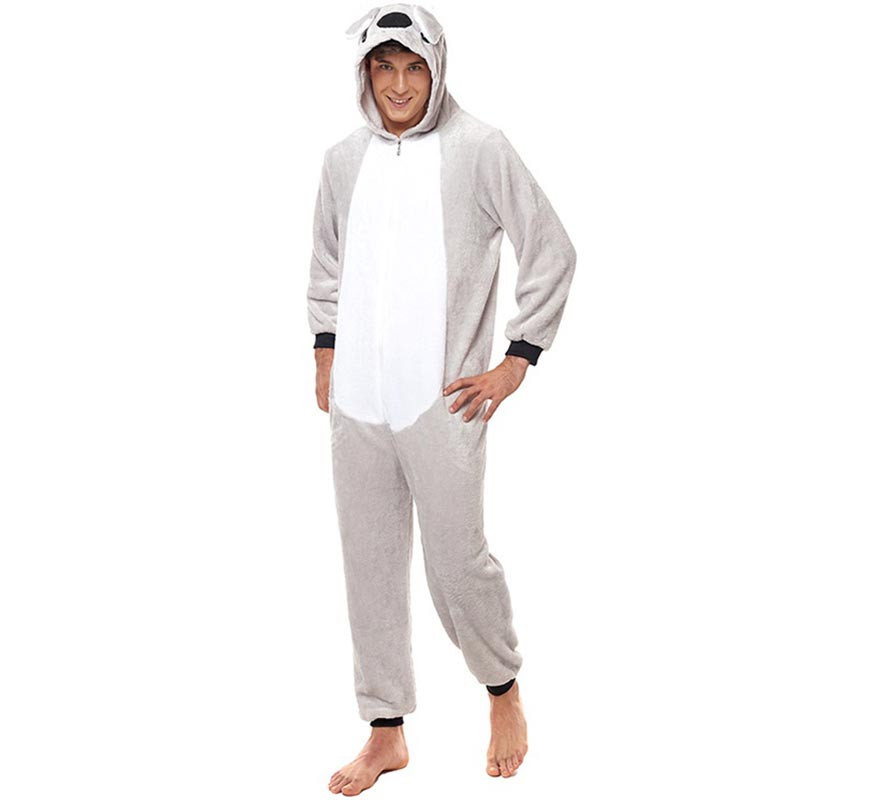 Gray Koala Pajama Costume for Adults