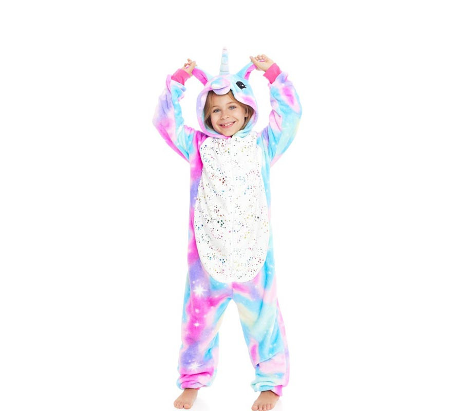 Déguisement pyjama licorne arc-en-ciel à capuche fille
