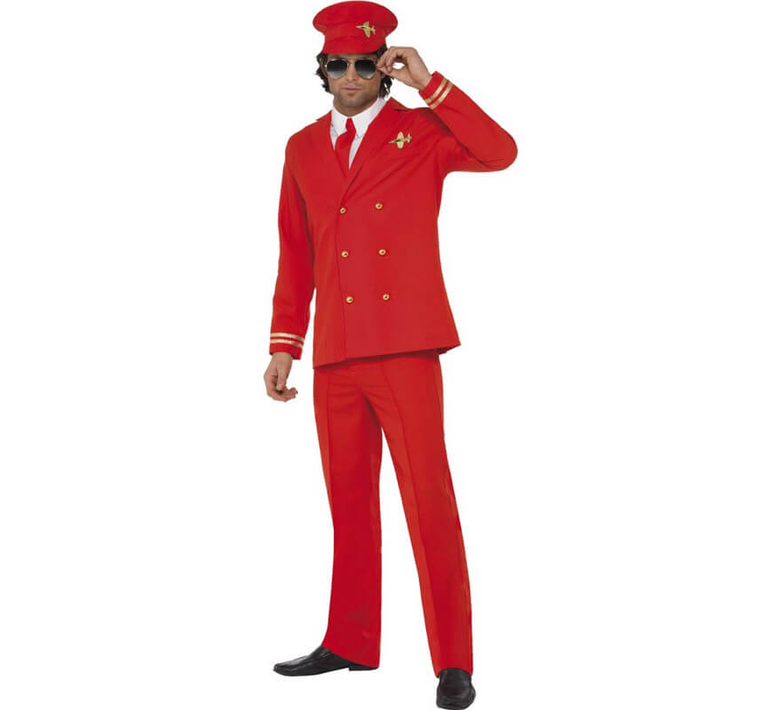 Disfraz de Piloto de Avión rojo para hombre