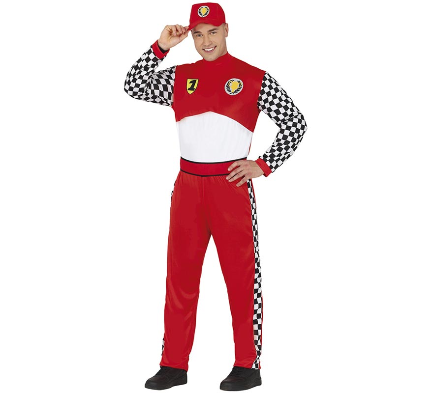 Red Formula 1 driver costume for men