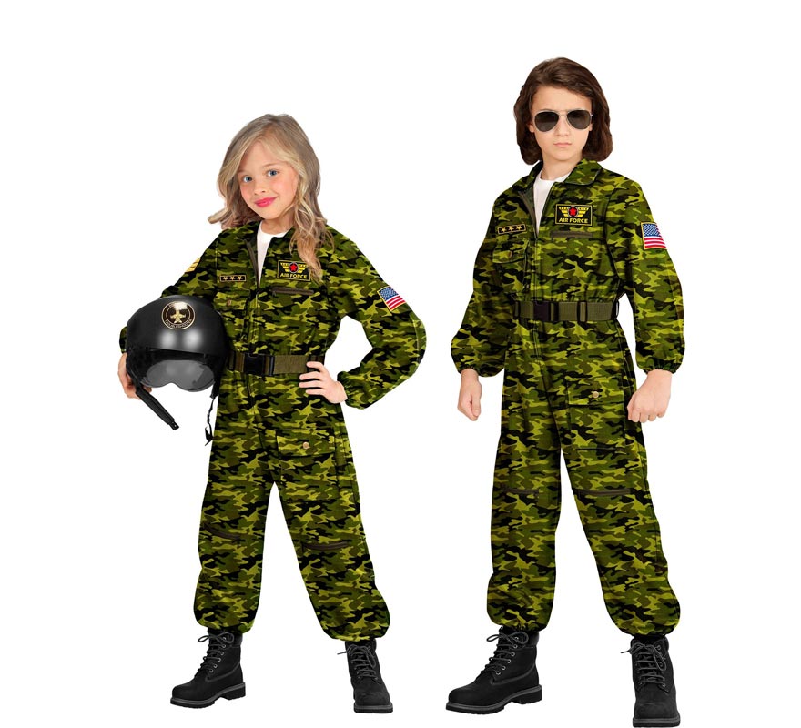 Costume de pilote d'avion de chasse camouflage pour enfants et adolescents