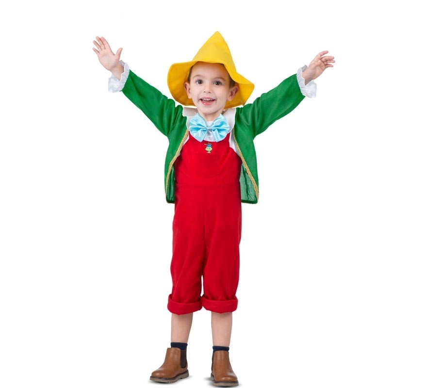 Pinocchio costume with hat and mask for children