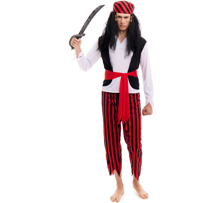 Men's Striped Pirate Costume