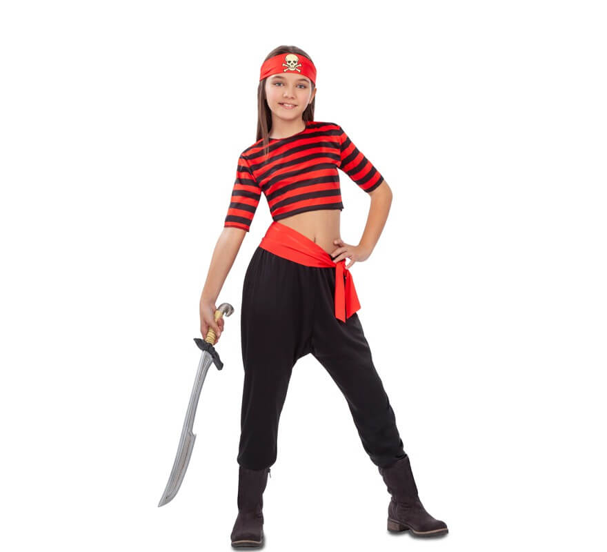 Afectar excepción Beca Disfraz de Pirata a Rayas para niña
