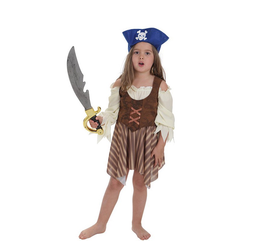 Image of Disfraz de Pirata a rayas para niña 08422802837110