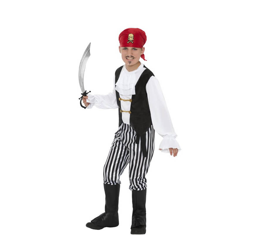 Disfraz de Pirata blanco y negro para Niño
