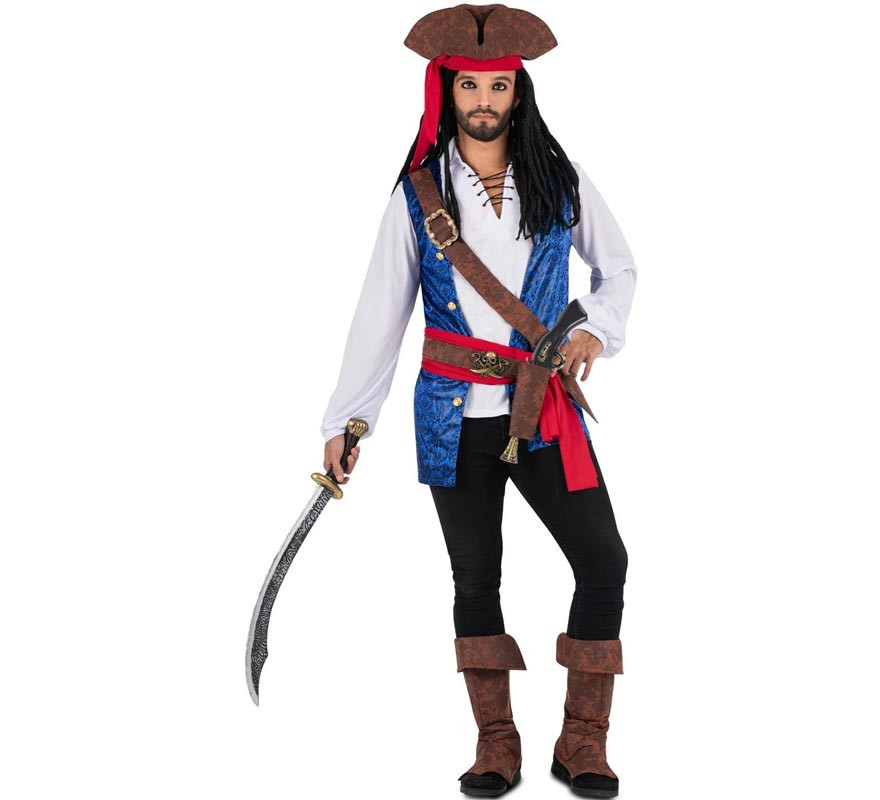 Caribbean Pirate Costume with Hat for Men