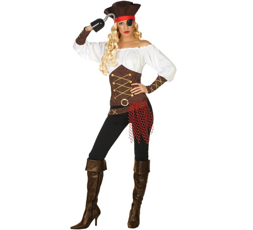 Disfraz de Pirata con Chaleco para mujer
