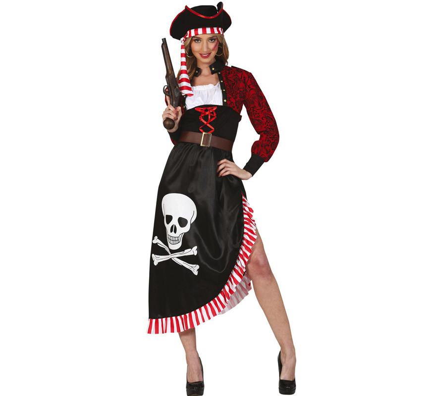 Suri finalizando Espantar Disfraz de Pirata con Falda para Mujer