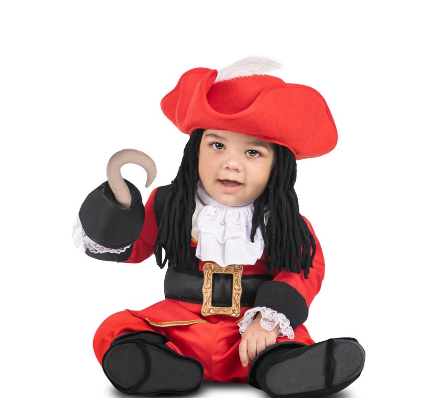 Red Hook Pirate Costume with Hat and Wig for Baby and Girls