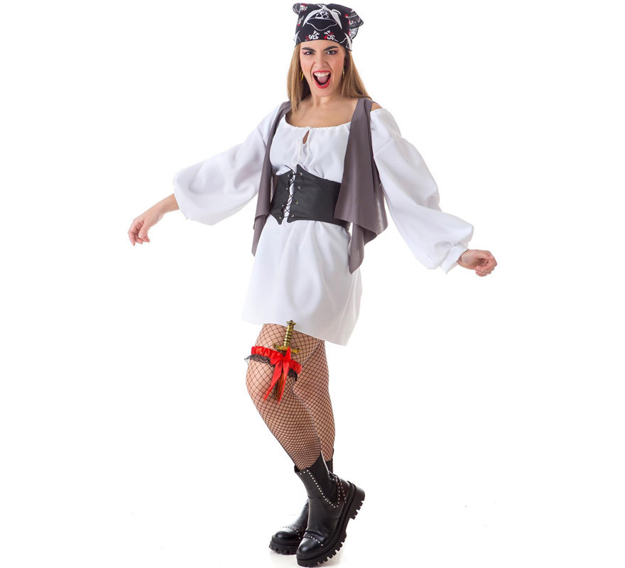 Disfraz pirata clásico para mujer, disfraces de Halloween para mujer, para  fiesta, Halloween, vestido temático pirata (color A, talla: talla única)